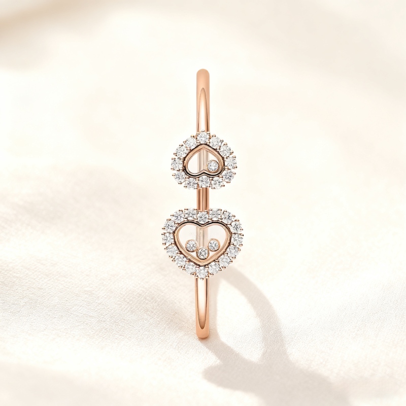 Double Heart Shaped Dancing Diamonds Bracelet Double Heart Shaped Dancing Diamonds Bracelet