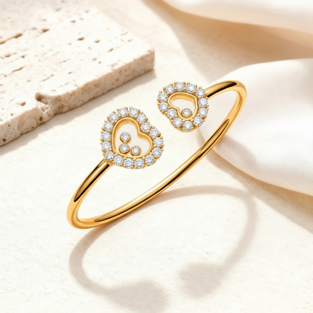 Double Heart Shaped Dancing Diamonds Bracelet Double Heart Shaped Dancing Diamonds Bracelet