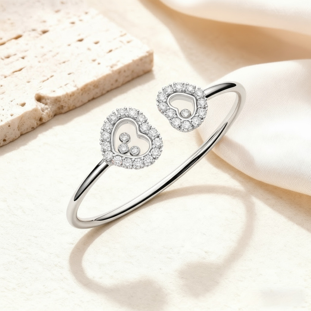 Double Heart Shaped Dancing Diamonds Bracelet Double Heart Shaped Dancing Diamonds Bracelet