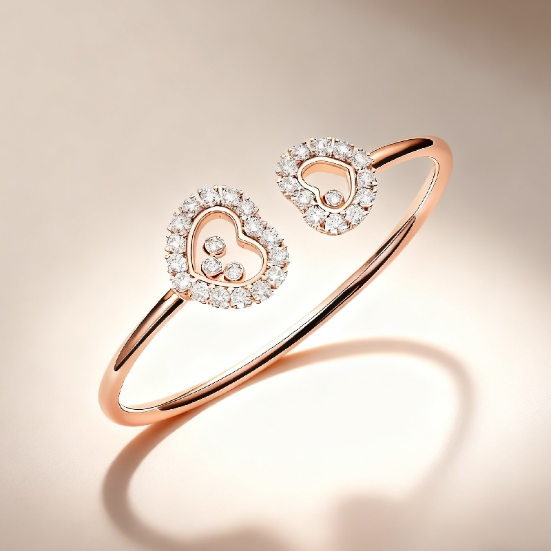 Double Heart Shaped Dancing Diamonds Bracelet Double Heart Shaped Dancing Diamonds Bracelet