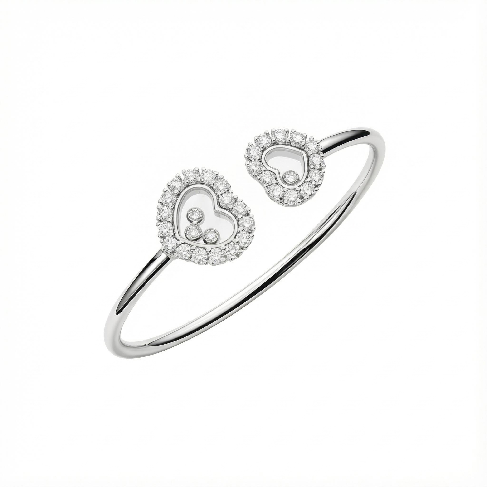 Double Heart Shaped Dancing Diamonds Bracelet