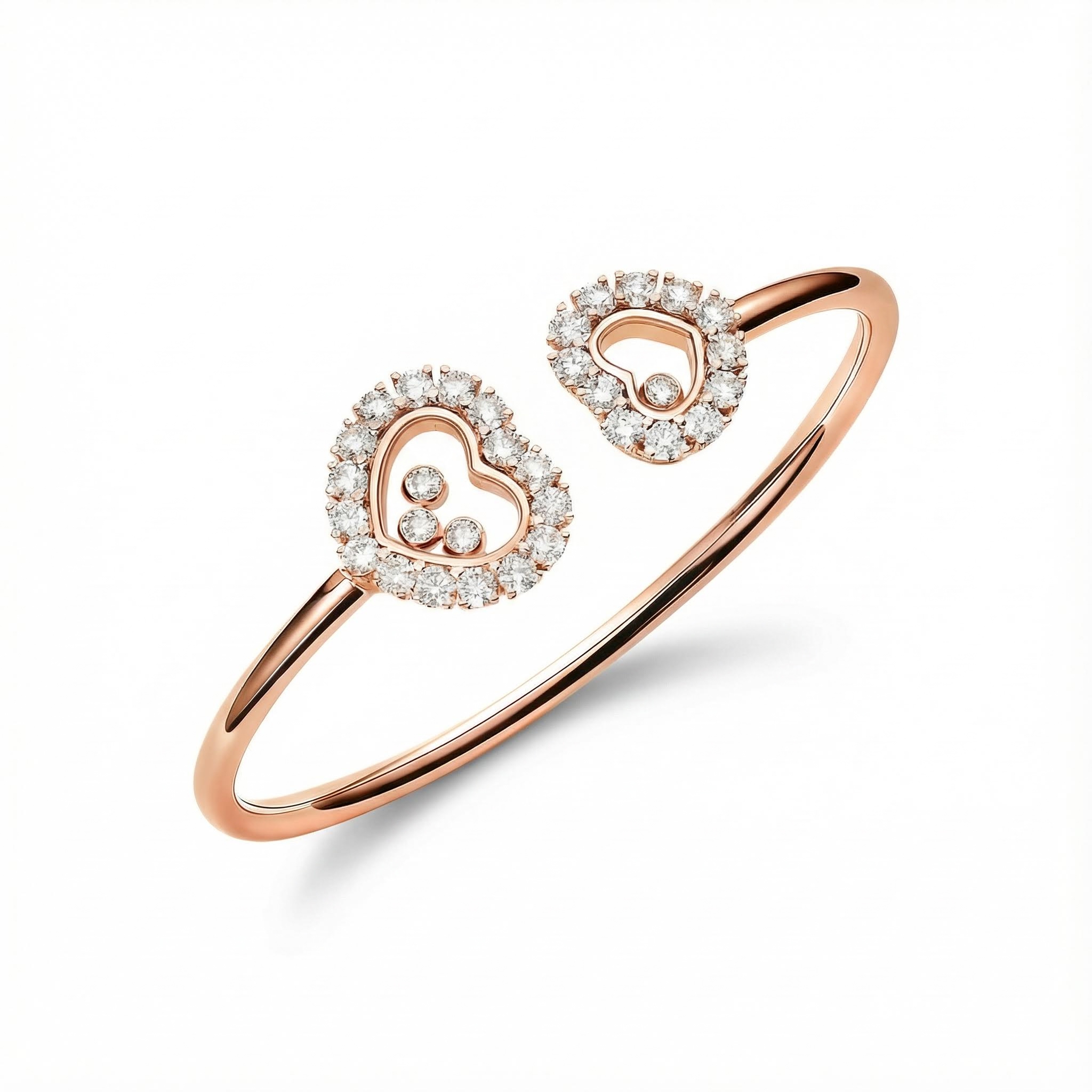 Double Heart Shaped Dancing Diamonds Bracelet