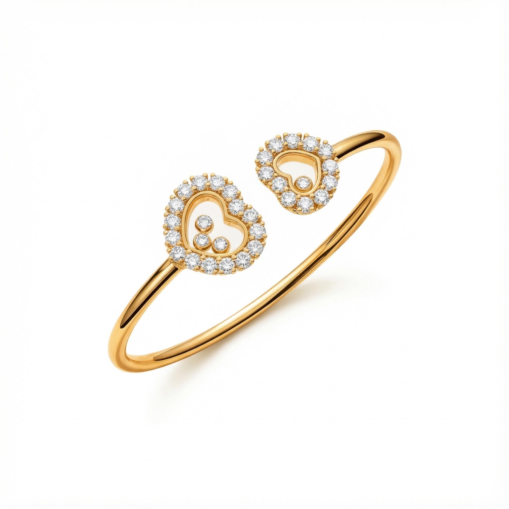 Double Heart Shaped Dancing Diamonds Bracelet