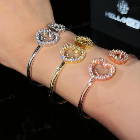 Double Heart Shaped Dancing Diamonds Bracelet