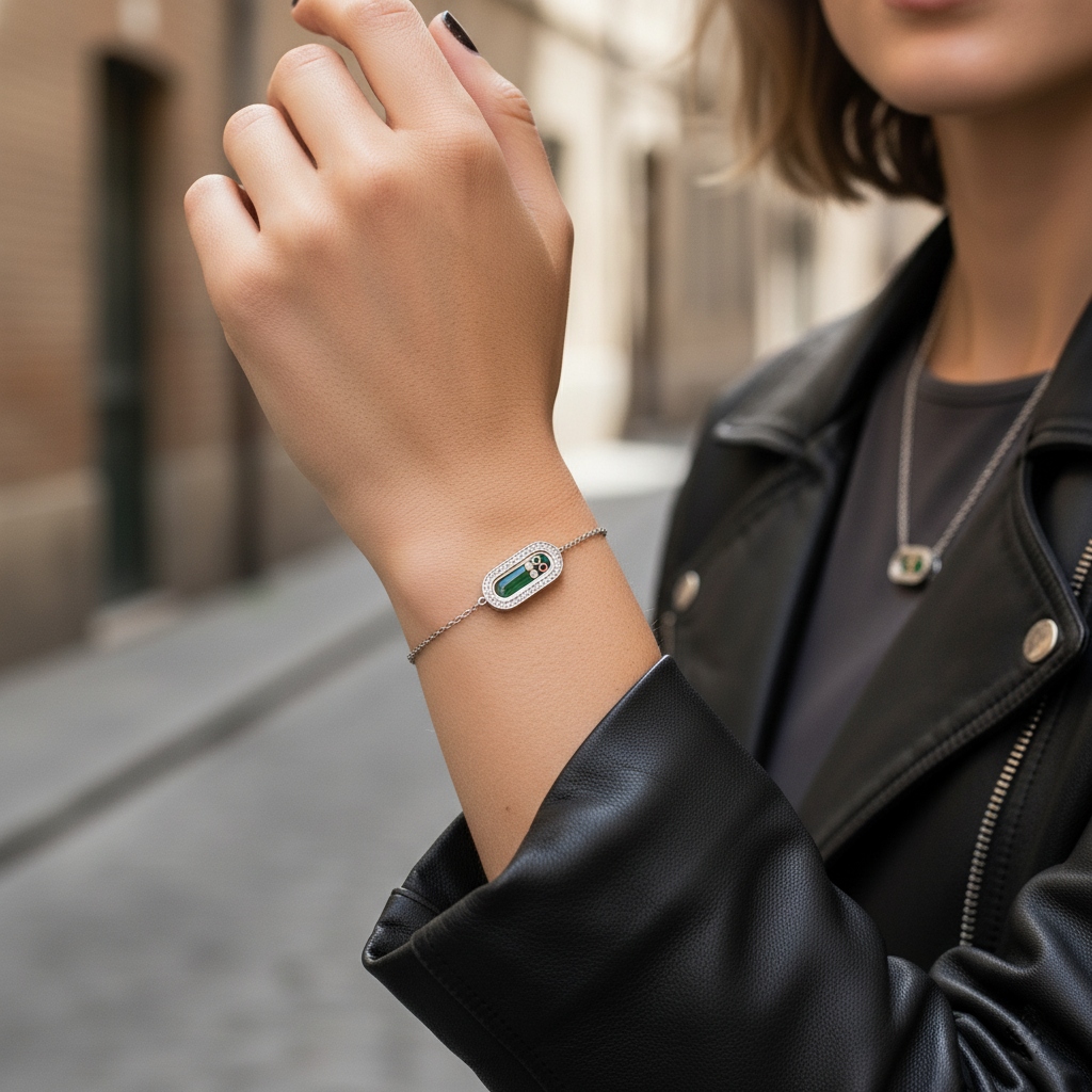 Personalized S925 Silver Malachite & Multi-Gem Oval-Shape Bracelet with Engraving Name/Date Personalized S925 Silver Malachite & Multi-Gem Oval-Shape Bracelet with Engraving Name/Date