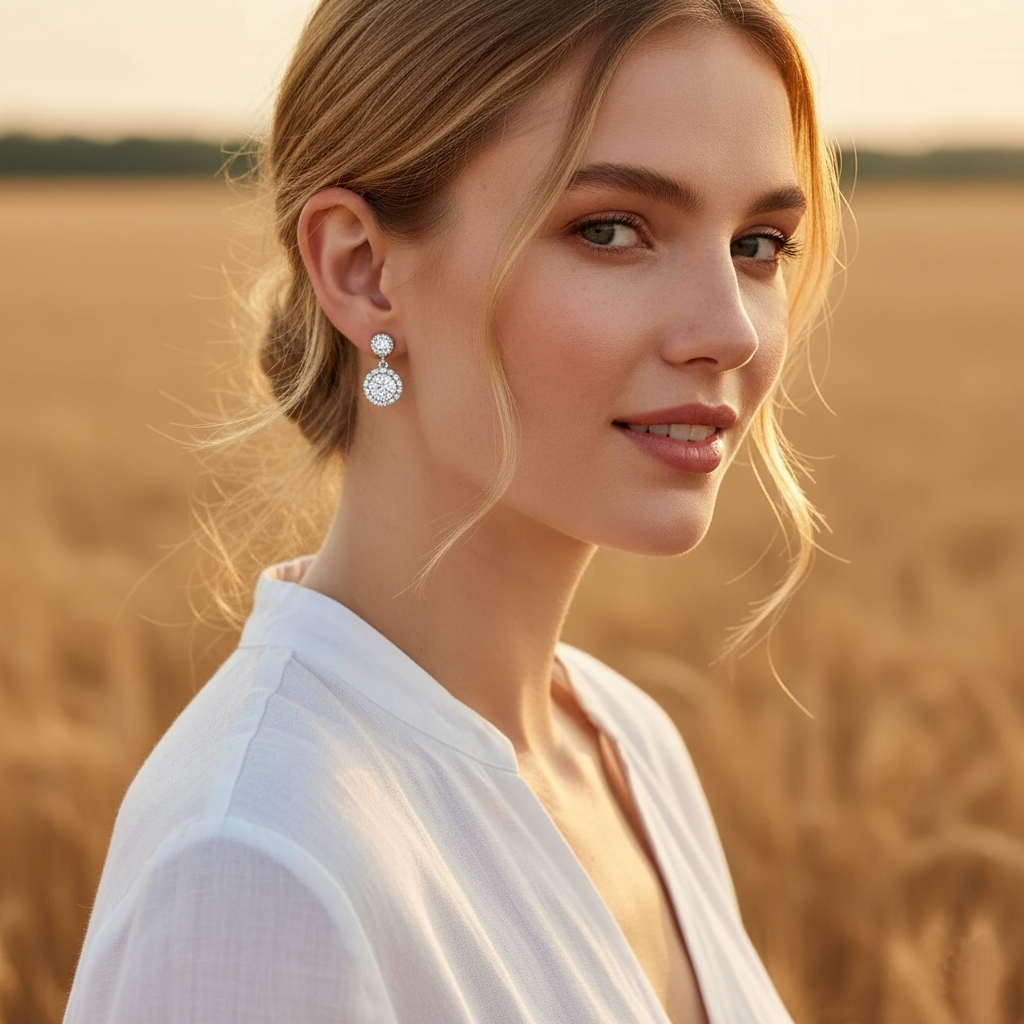 0.5CT/1CT/2CT Round Cut VVS Moissanite S925 Silver Drop  Earrings