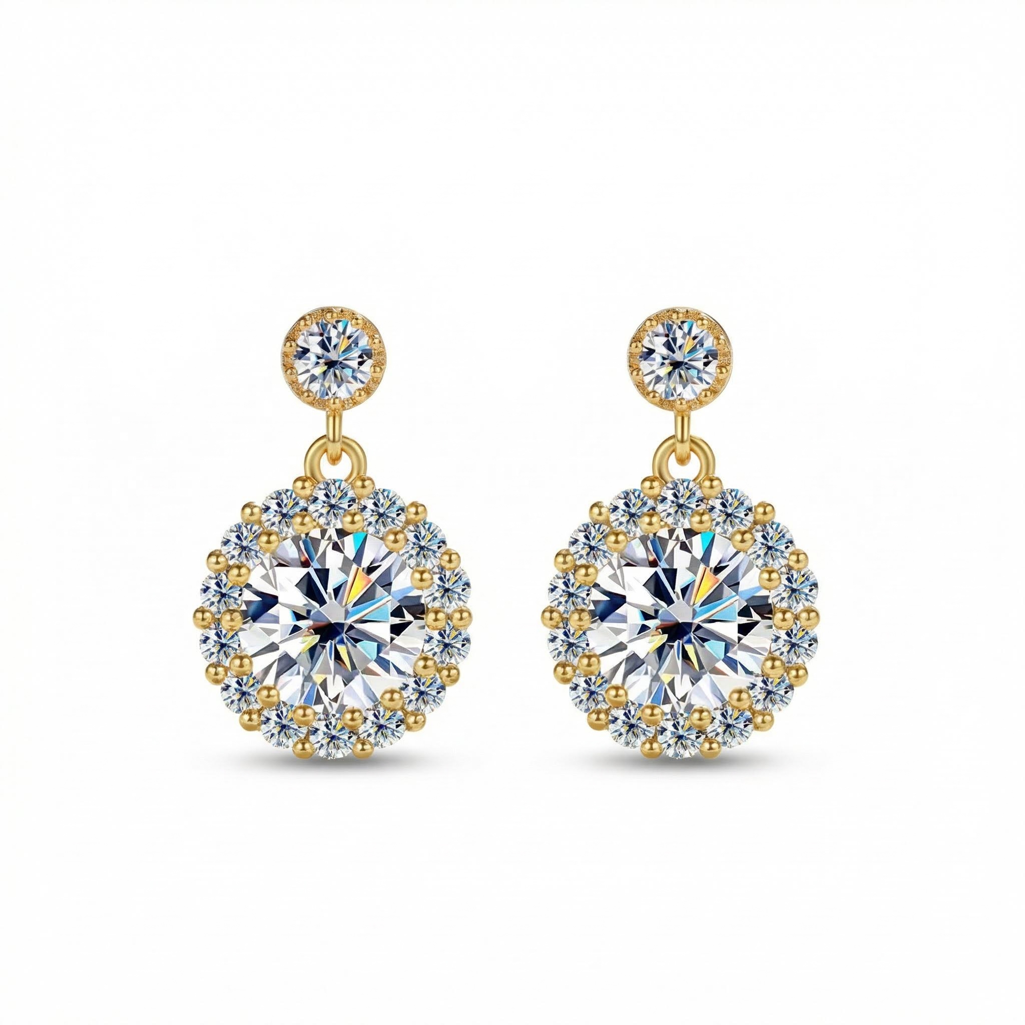 0.5CT/1CT/2CT Round Cut VVS Moissanite S925 Silver Drop  Earrings