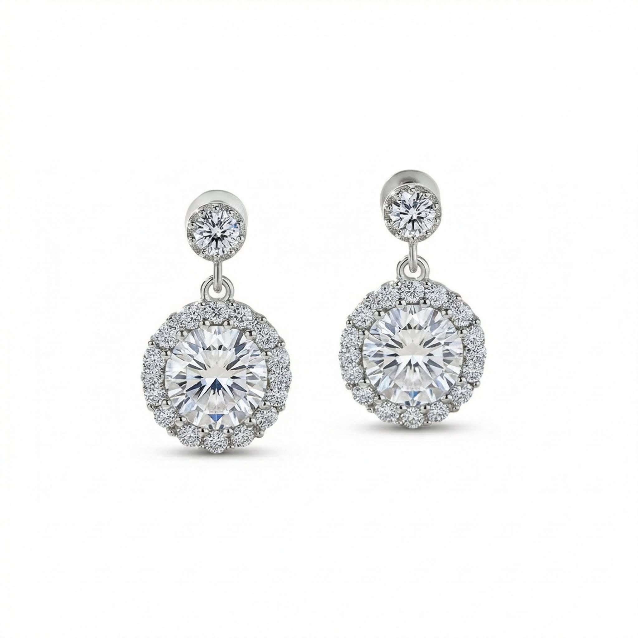 0.5CT/1CT/2CT Round Cut VVS Moissanite S925 Silver Drop  Earrings