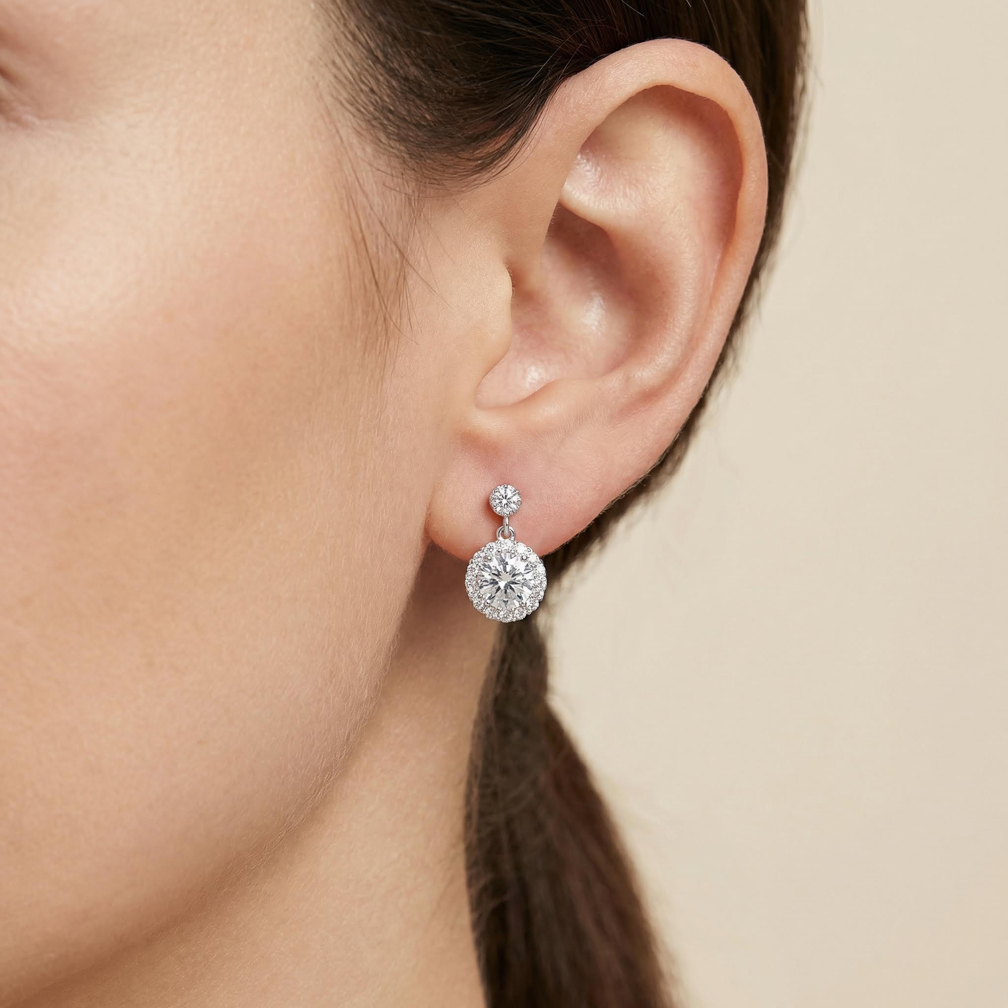 0.5CT/1CT/2CT Round Cut VVS Moissanite S925 Silver Drop  Earrings