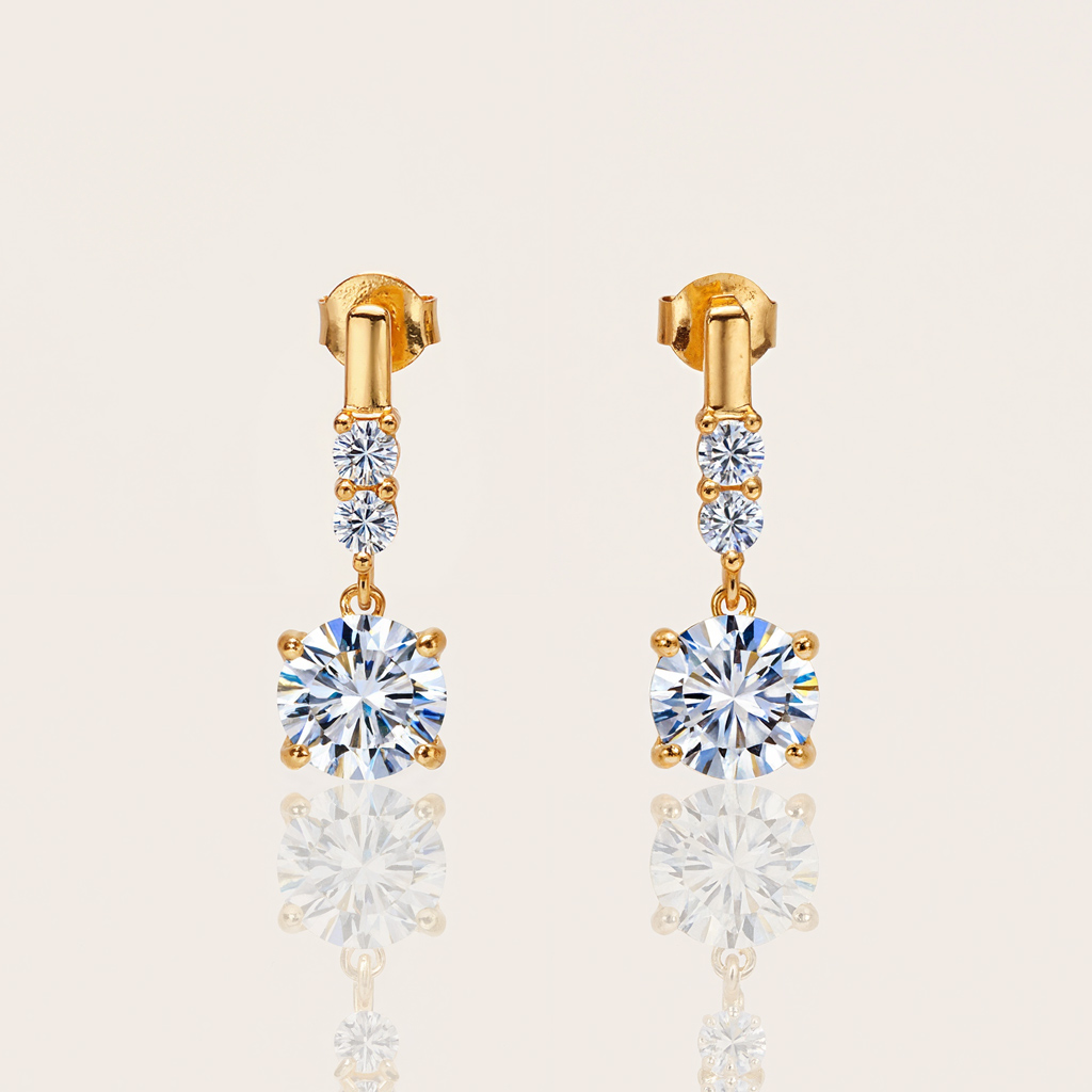 0.5CT/1CT/2CT Round Cut VVS Moissanite S925 Silver Drop Earrings 0.5CT/1CT/2CT Round Cut VVS Moissanite S925 Silver Drop Earrings