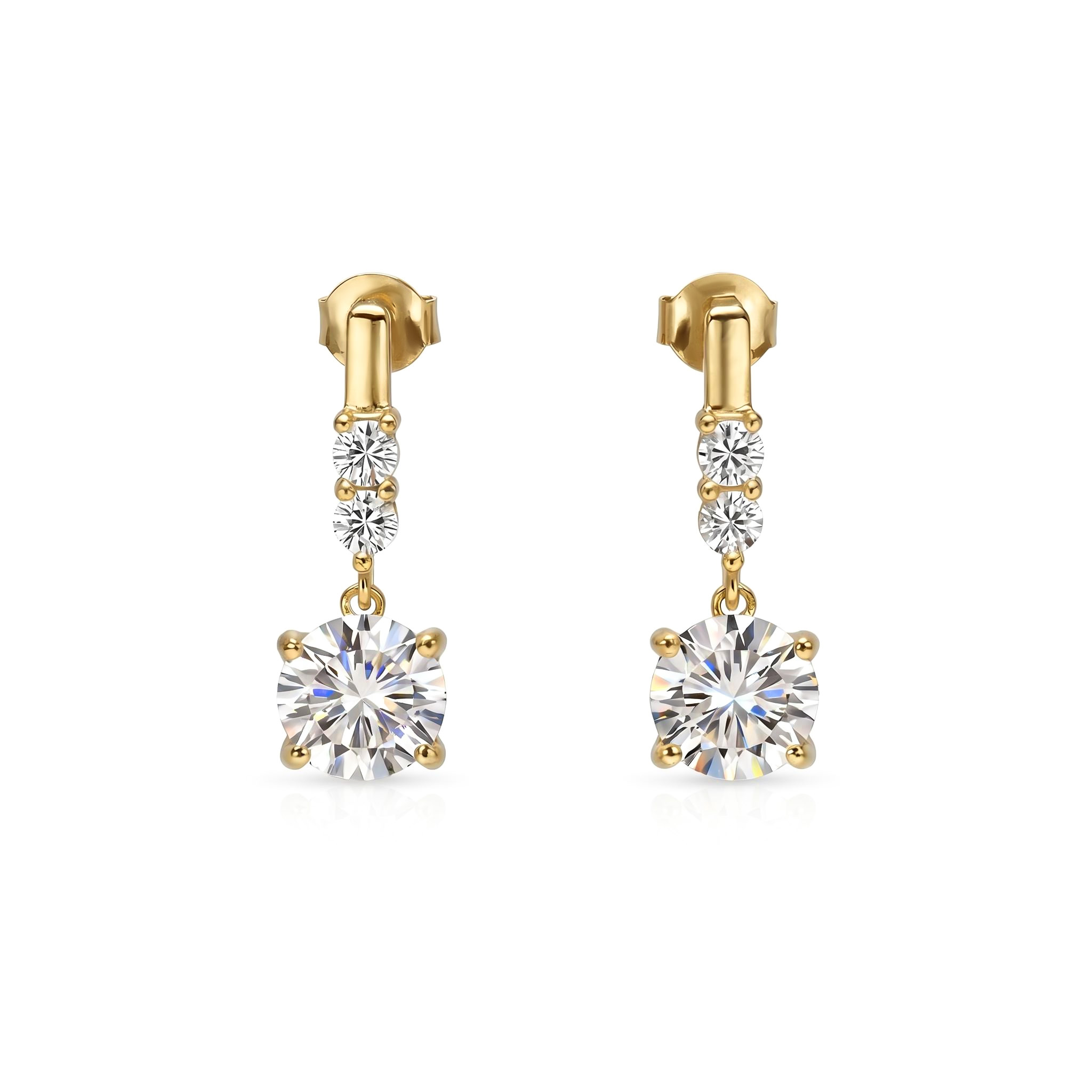 0.5CT/1CT/2CT Round Cut VVS Moissanite S925 Silver Drop Earrings