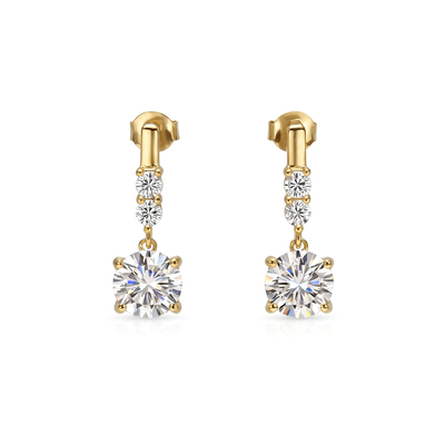 0.5CT/1CT/2CT Round Cut VVS Moissanite S925 Silver Drop Earrings