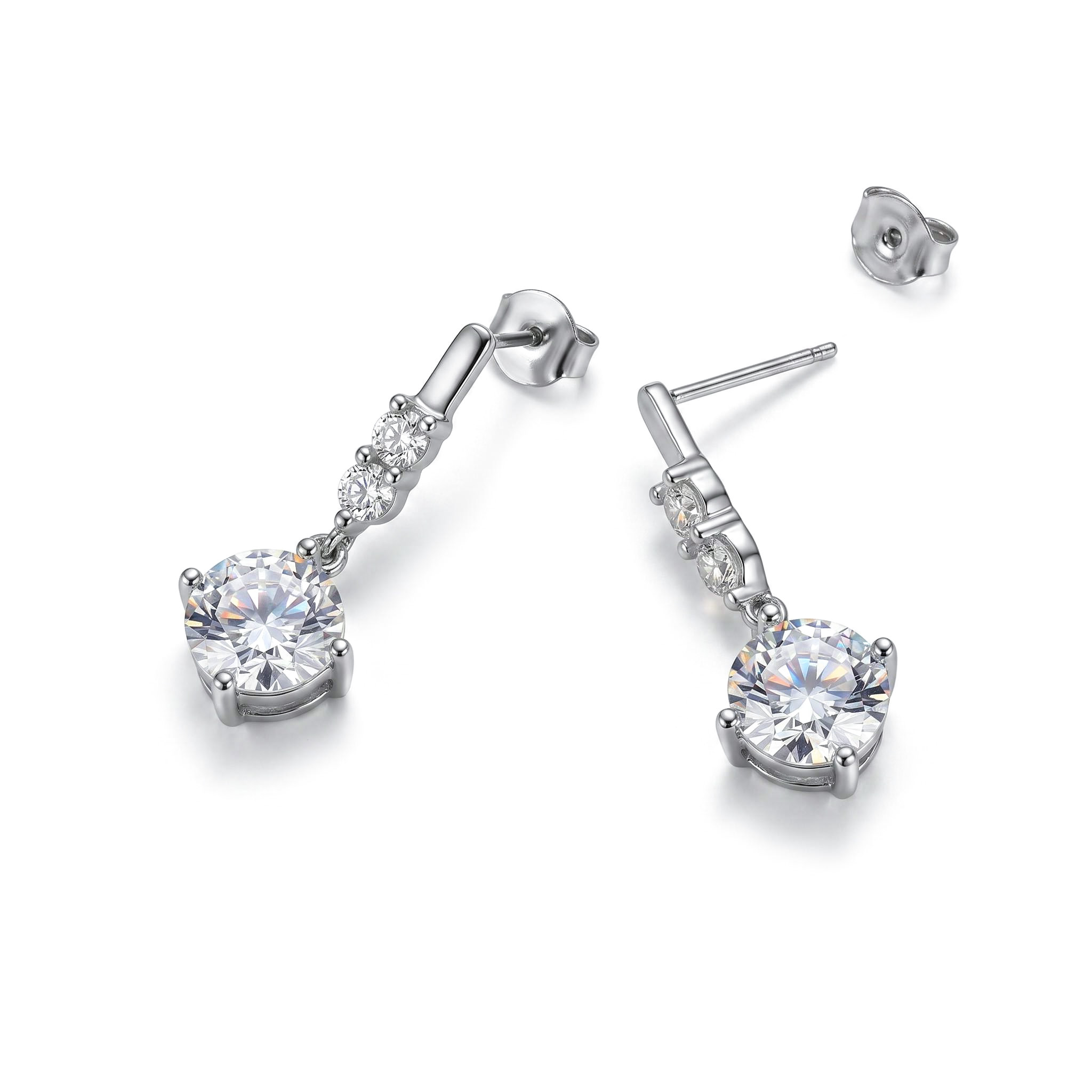 0.5CT/1CT/2CT Round Cut VVS Moissanite S925 Silver Drop Earrings