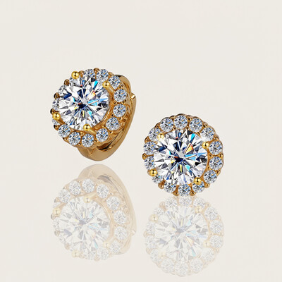 0.5CT/1CT/2CT Round Cut VVS Moissanite S925 Silver Sunflower Hoop Earrings 0.5CT/1CT/2CT Round Cut VVS Moissanite S925 Silver Sunflower Hoop Earrings