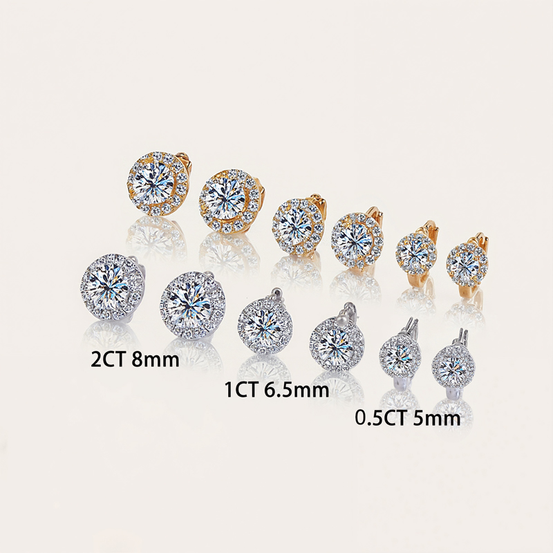 0.5CT/1CT/2CT Round Cut VVS Moissanite S925 Silver Sunflower Hoop Earrings