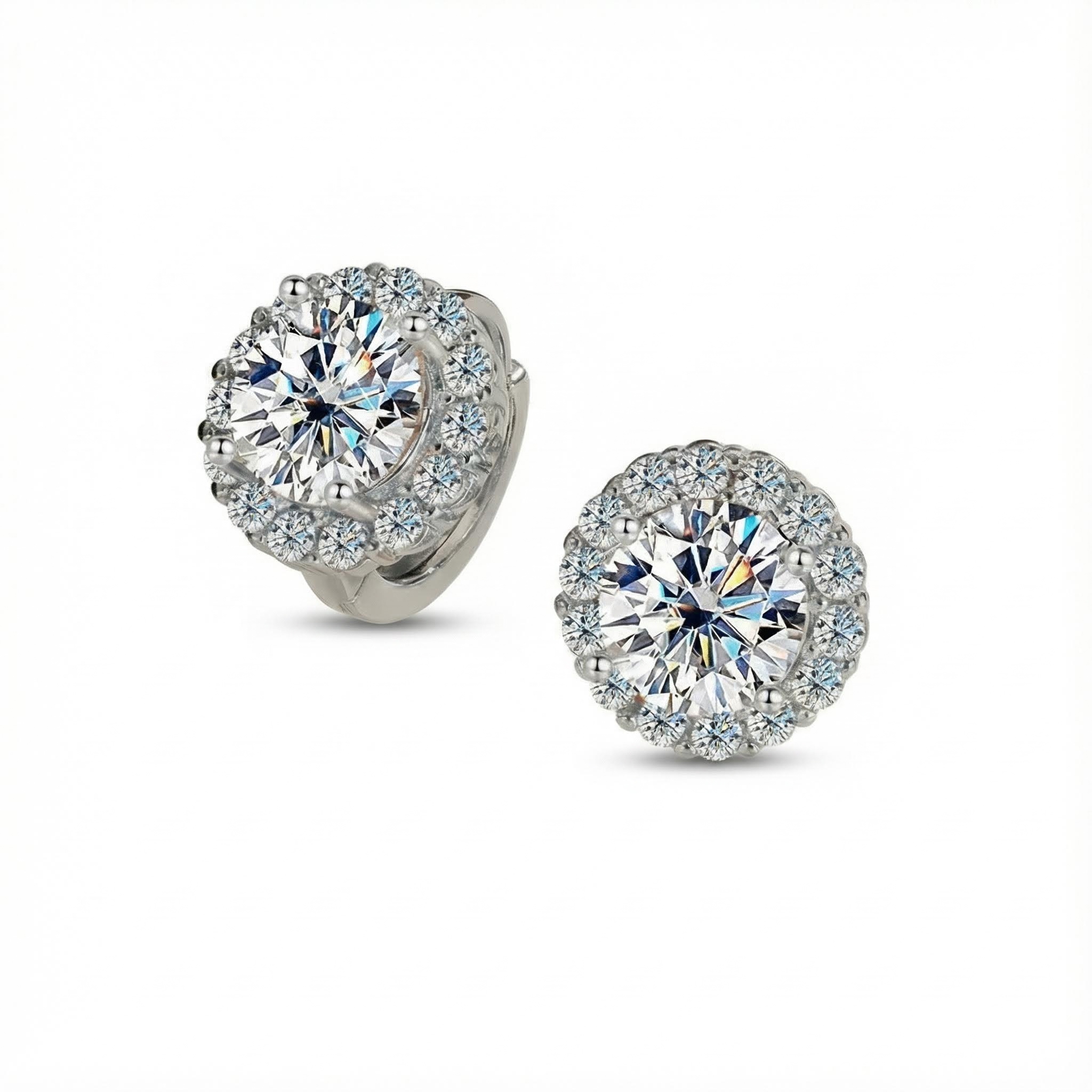 0.5CT/1CT/2CT Round Cut VVS Moissanite S925 Silver Sunflower Hoop Earrings