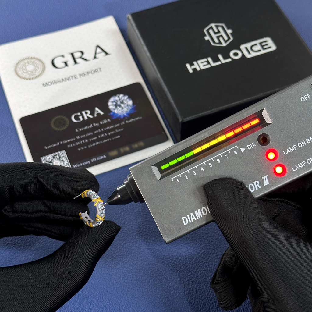 VVS Moissanite S925 Silver Two-tone Criss Cross Hoop Earrings