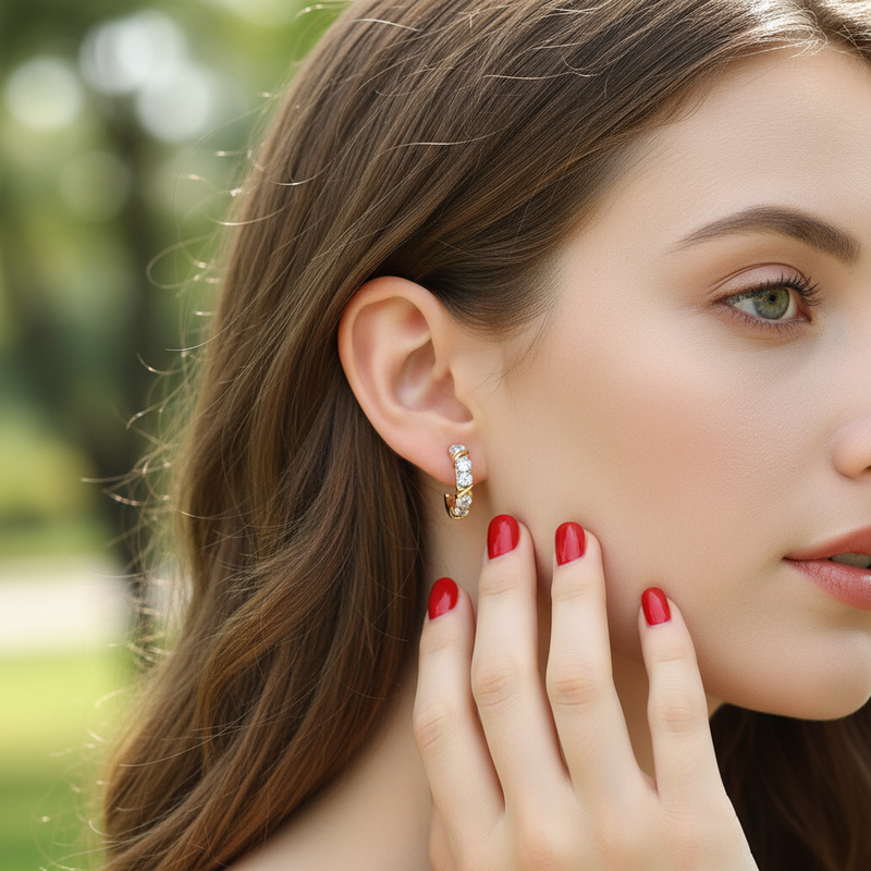 VVS Moissanite S925 Silver Two-tone Criss Cross Hoop Earrings