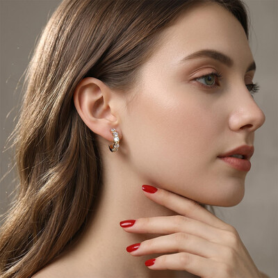 VVS Moissanite S925 Silver Two-tone Criss Cross Hoop Earrings