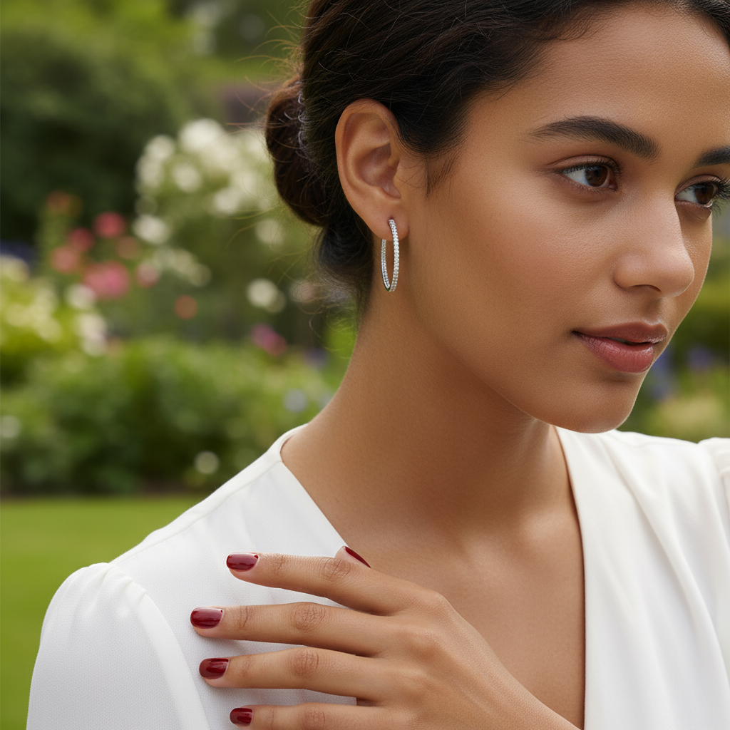 30MM Diameter VVS Moissanite S925 Silver Hoop Earrings