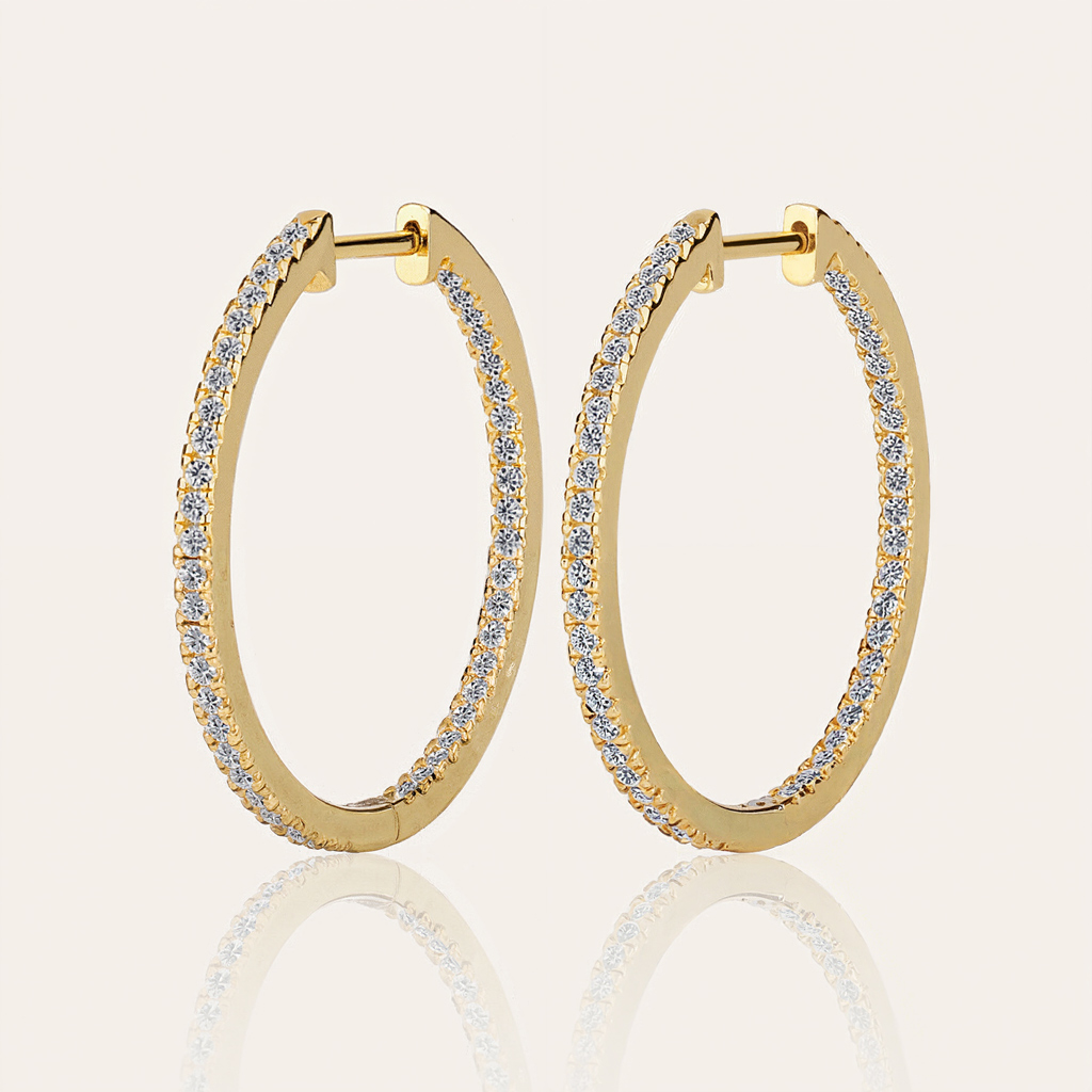 30MM Diameter VVS Moissanite S925 Silver Hoop Earrings