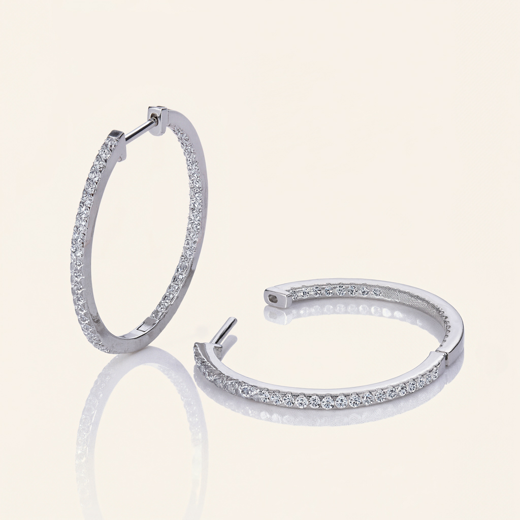 30MM Diameter VVS Moissanite S925 Silver Hoop Earrings