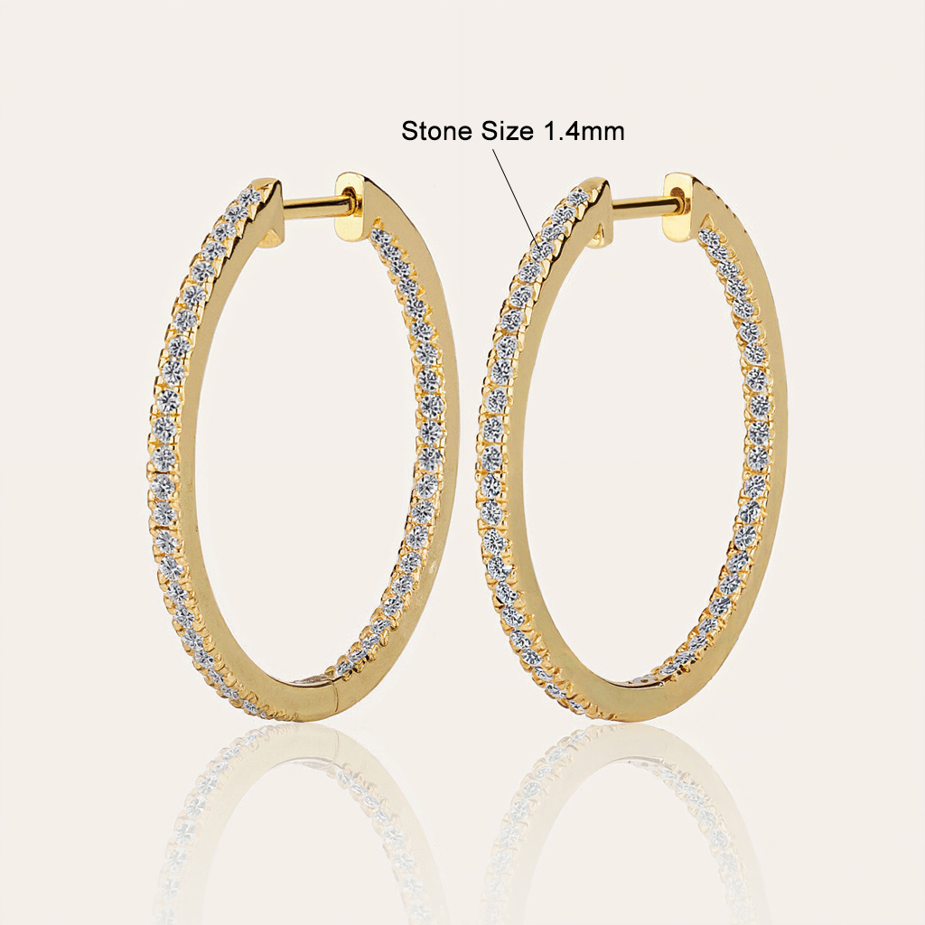 30MM Diameter VVS Moissanite S925 Silver Hoop Earrings