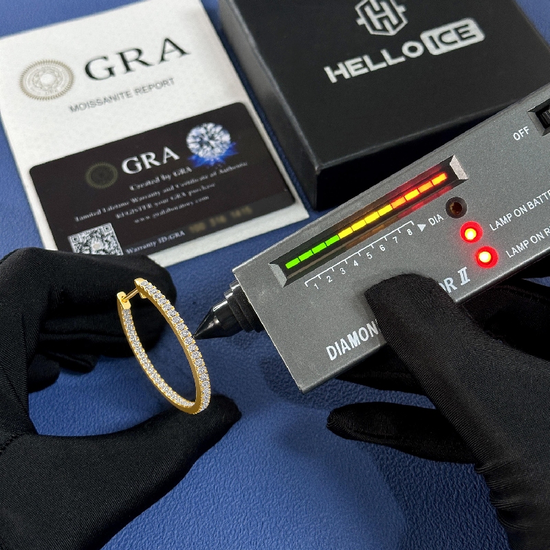 30MM Diameter VVS Moissanite S925 Silver Hoop Earrings