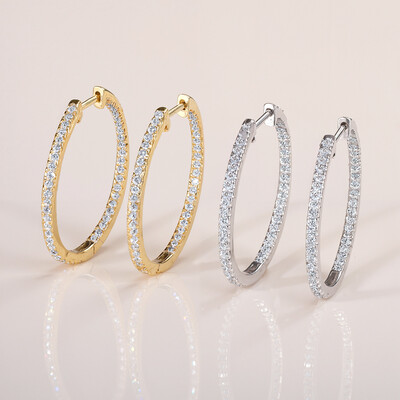 30MM Diameter VVS Moissanite S925 Silver Hoop Earrings