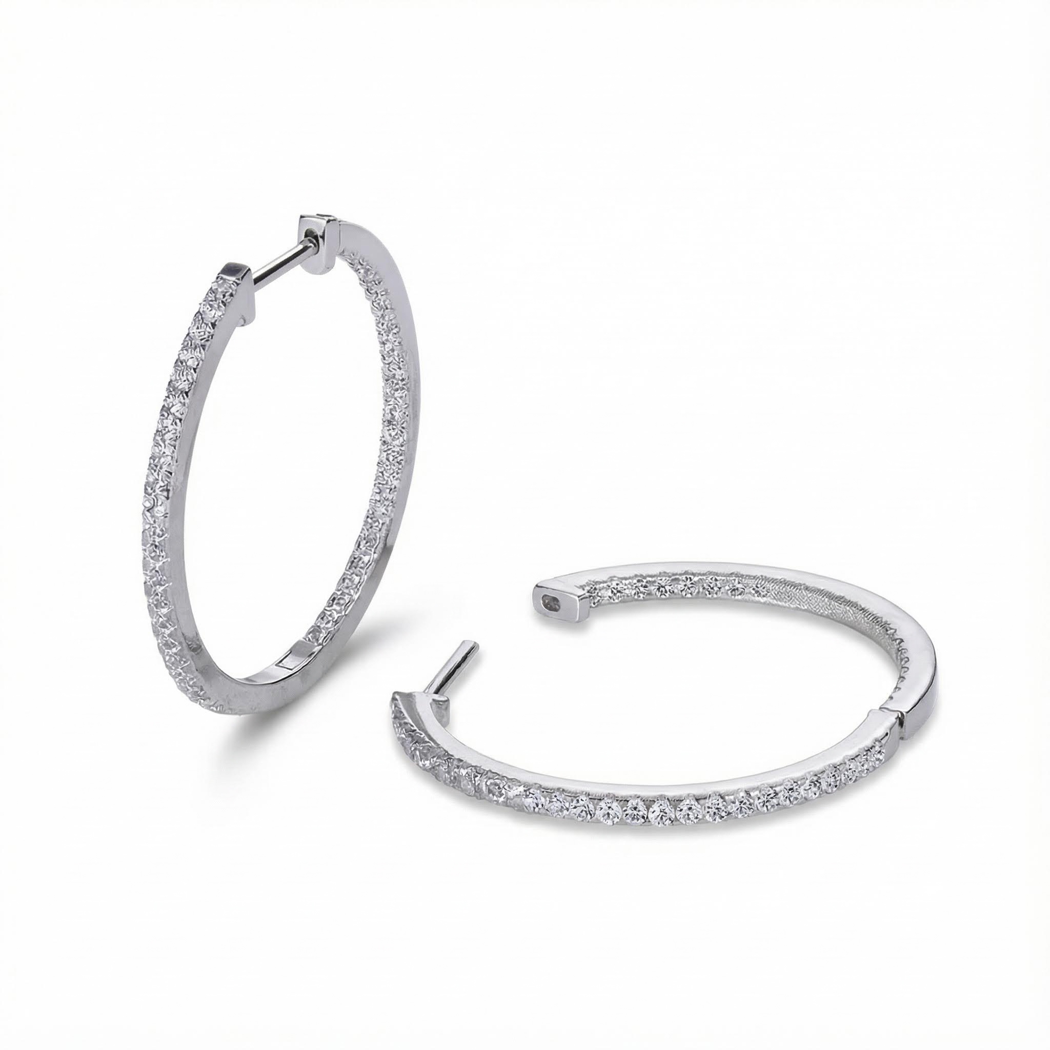 30MM Diameter VVS Moissanite S925 Silver Hoop Earrings 30MM Diameter VVS Moissanite S925 Silver Hoop Earrings