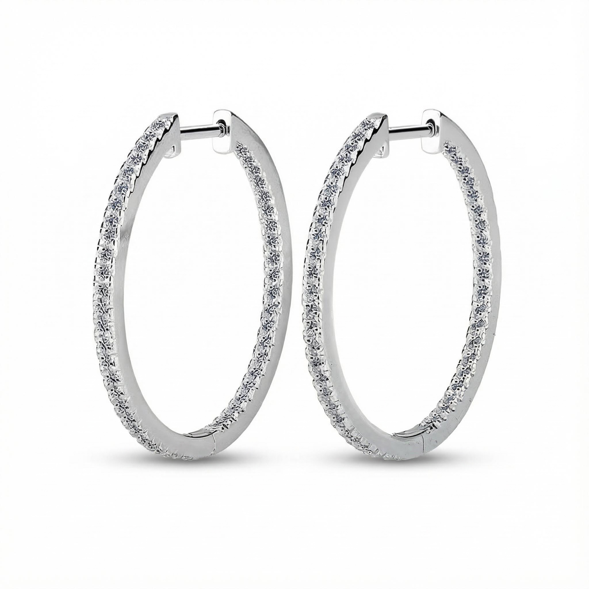 30MM Diameter VVS Moissanite S925 Silver Hoop Earrings 30MM Diameter VVS Moissanite S925 Silver Hoop Earrings