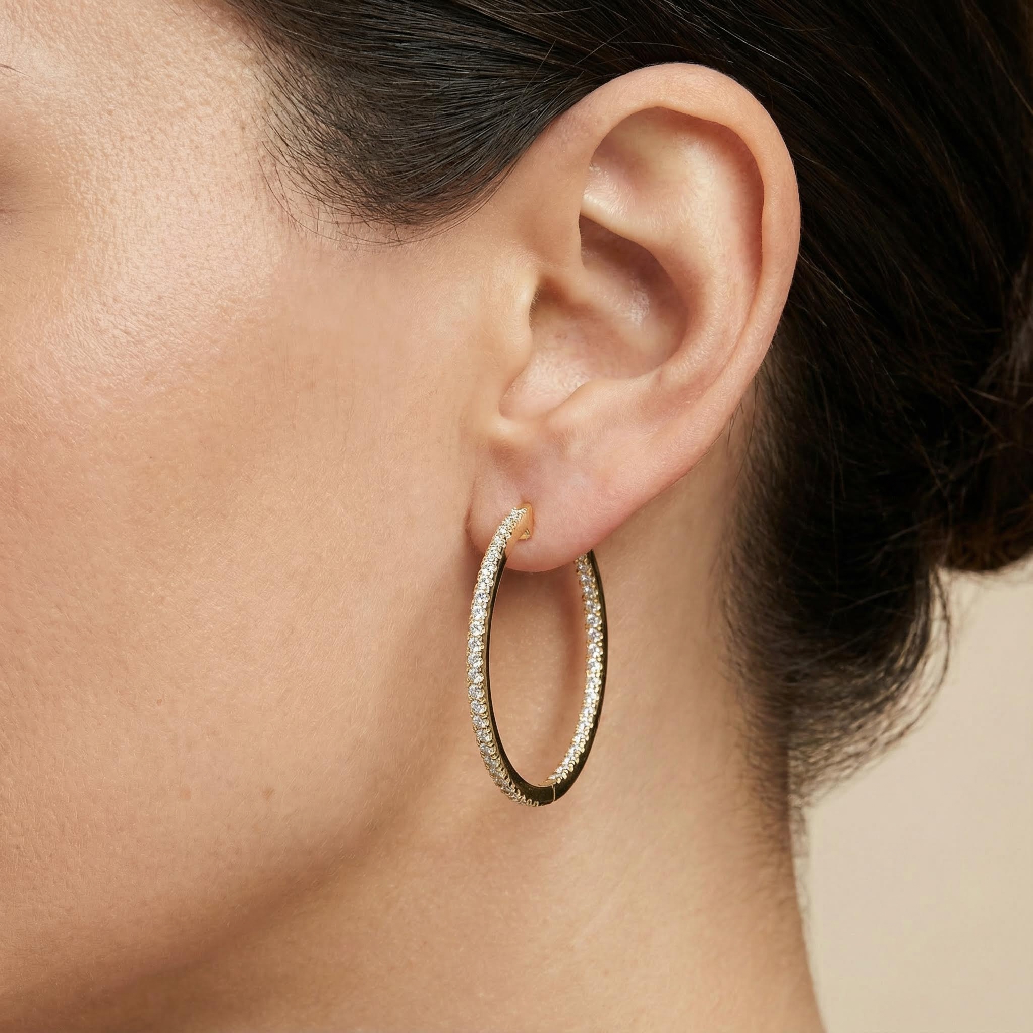 30MM Diameter VVS Moissanite S925 Silver Hoop Earrings 30MM Diameter VVS Moissanite S925 Silver Hoop Earrings