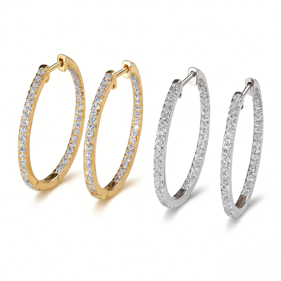 30MM Diameter VVS Moissanite S925 Silver Hoop Earrings 30MM Diameter VVS Moissanite S925 Silver Hoop Earrings