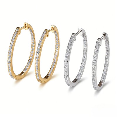 30MM Diameter VVS Moissanite S925 Silver Hoop Earrings 30MM Diameter VVS Moissanite S925 Silver Hoop Earrings