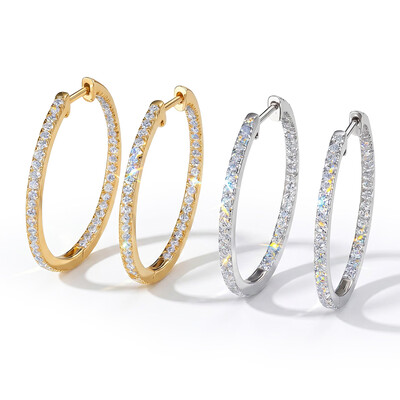 30MM Diameter VVS Moissanite S925 Silver Hoop Earrings