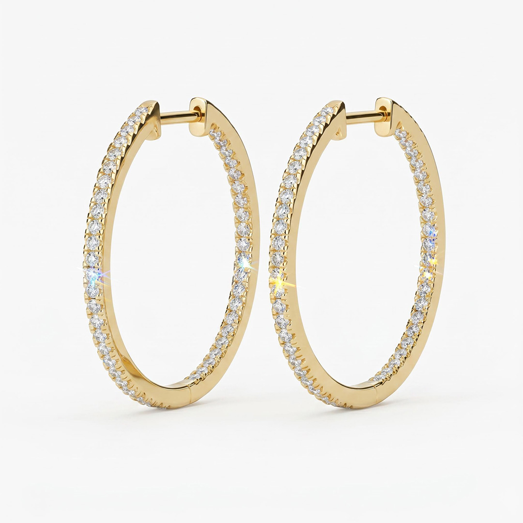 30MM Diameter VVS Moissanite S925 Silver Hoop Earrings