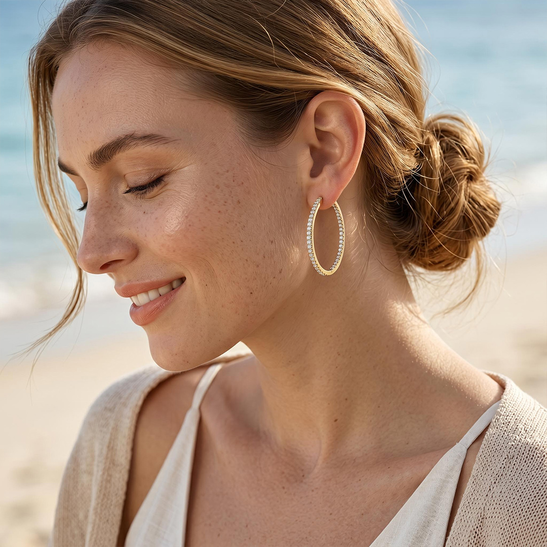 30MM Diameter VVS Moissanite S925 Silver Hoop Earrings