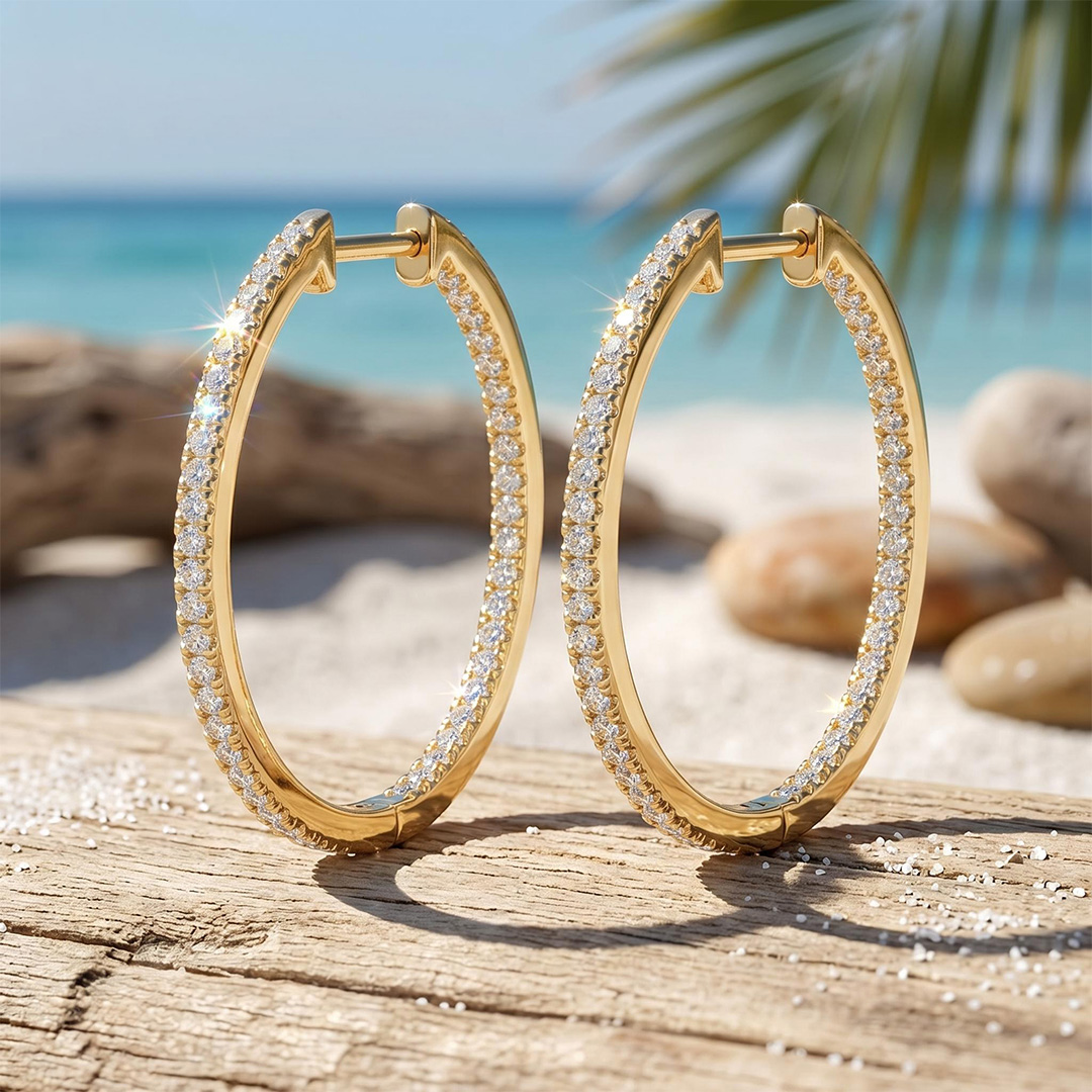 30MM Diameter VVS Moissanite S925 Silver Hoop Earrings