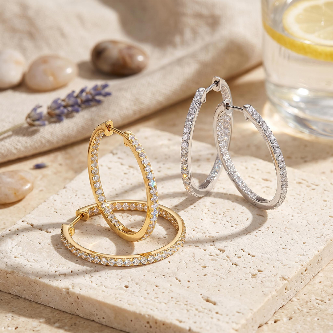 30MM Diameter VVS Moissanite S925 Silver Hoop Earrings
