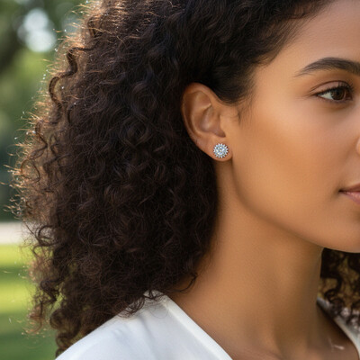 VVS Moissanite S925 Silver Sunflower Stud Earrings