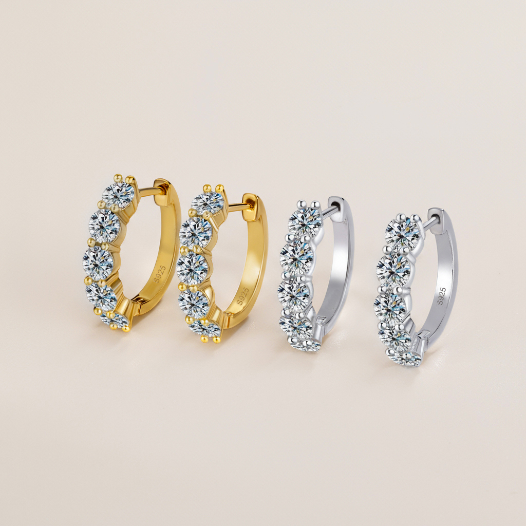 18mm Round Cut VVS Moissanite S925 Silver Hoop Earrings