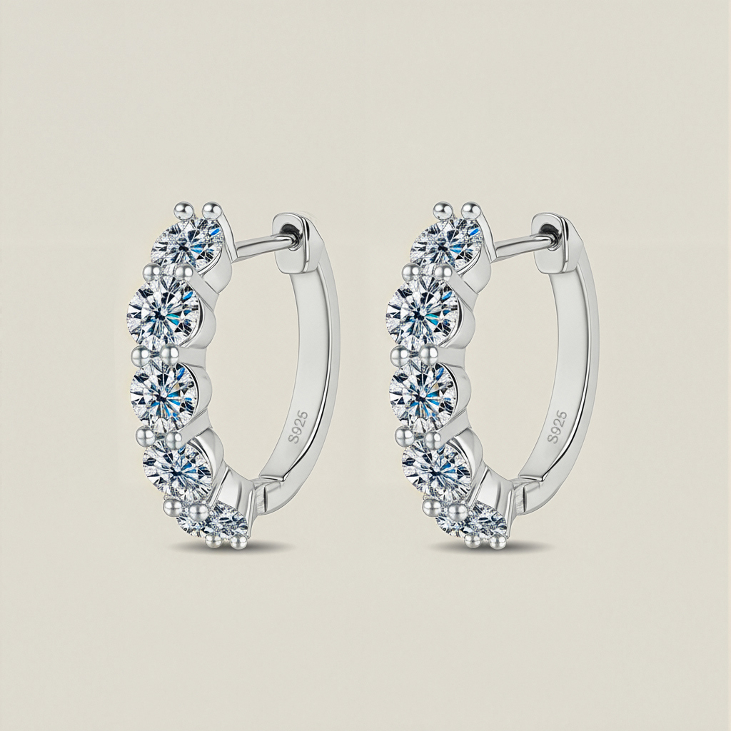 18mm Round Cut VVS Moissanite S925 Silver Hoop Earrings