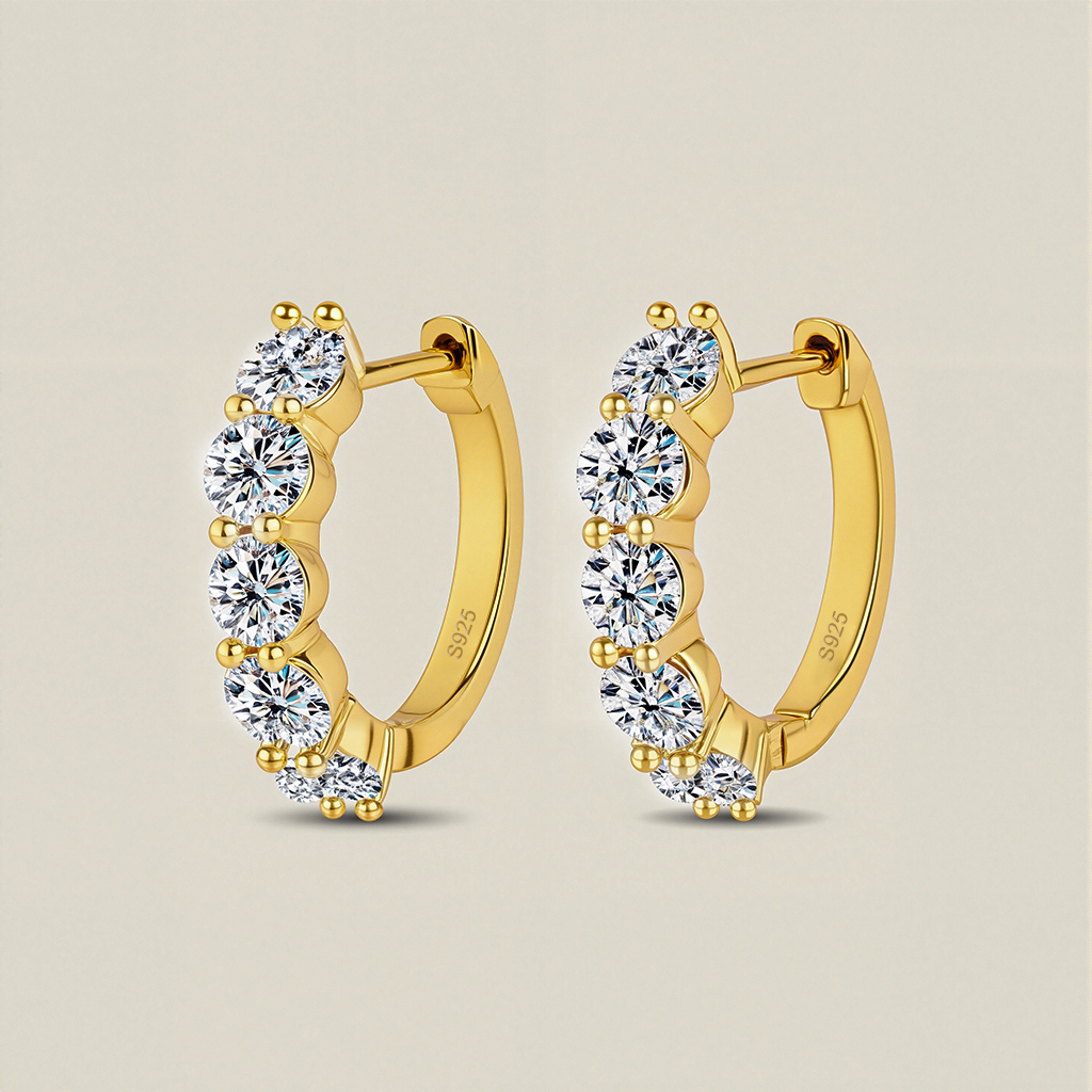 18mm Round Cut VVS Moissanite S925 Silver Hoop Earrings