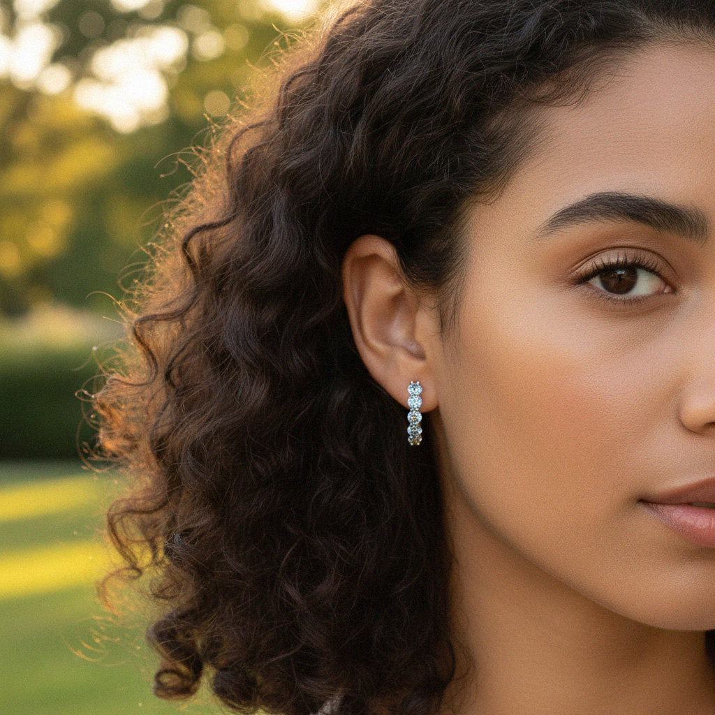 18mm Round Cut VVS Moissanite S925 Silver Hoop Earrings