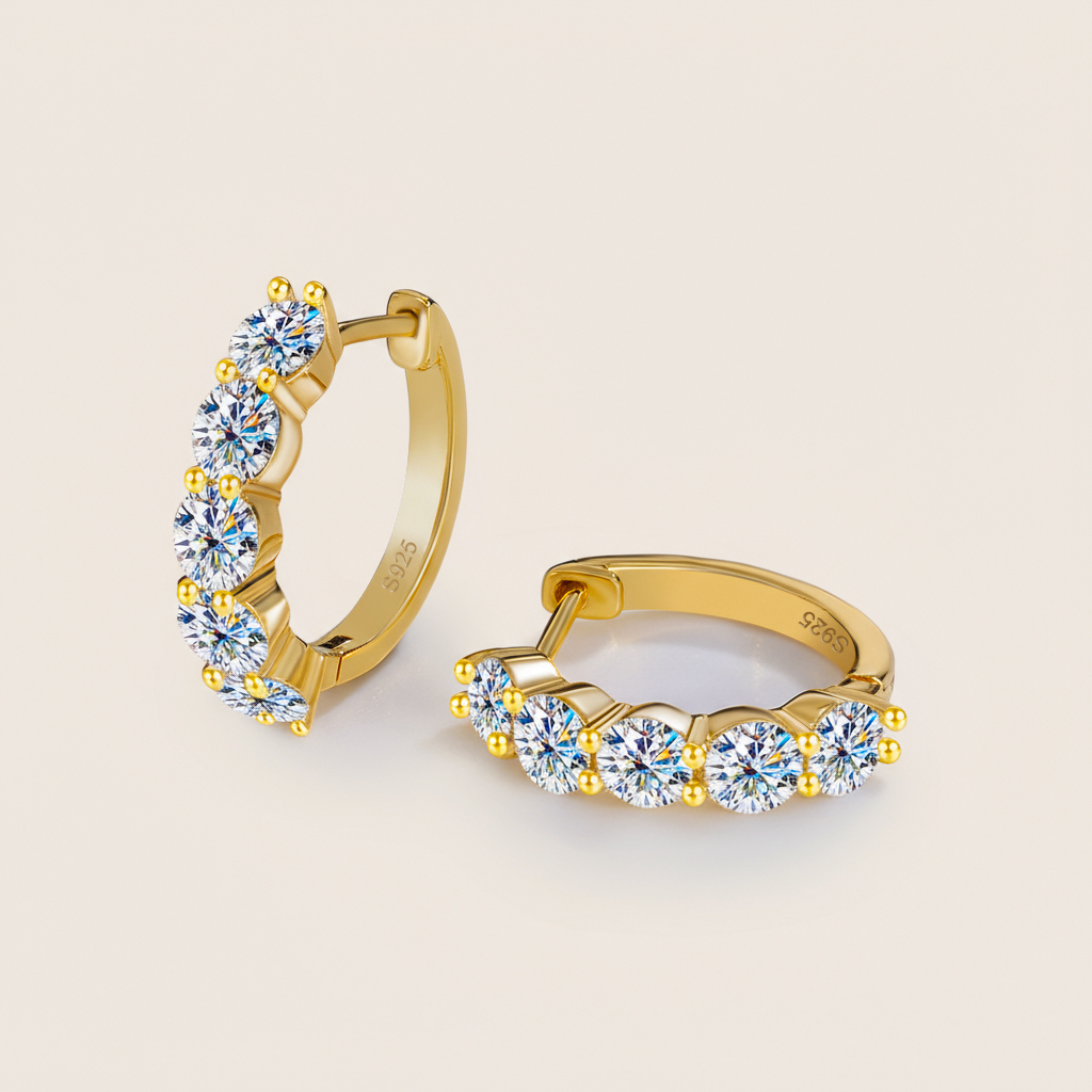 18mm Round Cut VVS Moissanite S925 Silver Hoop Earrings