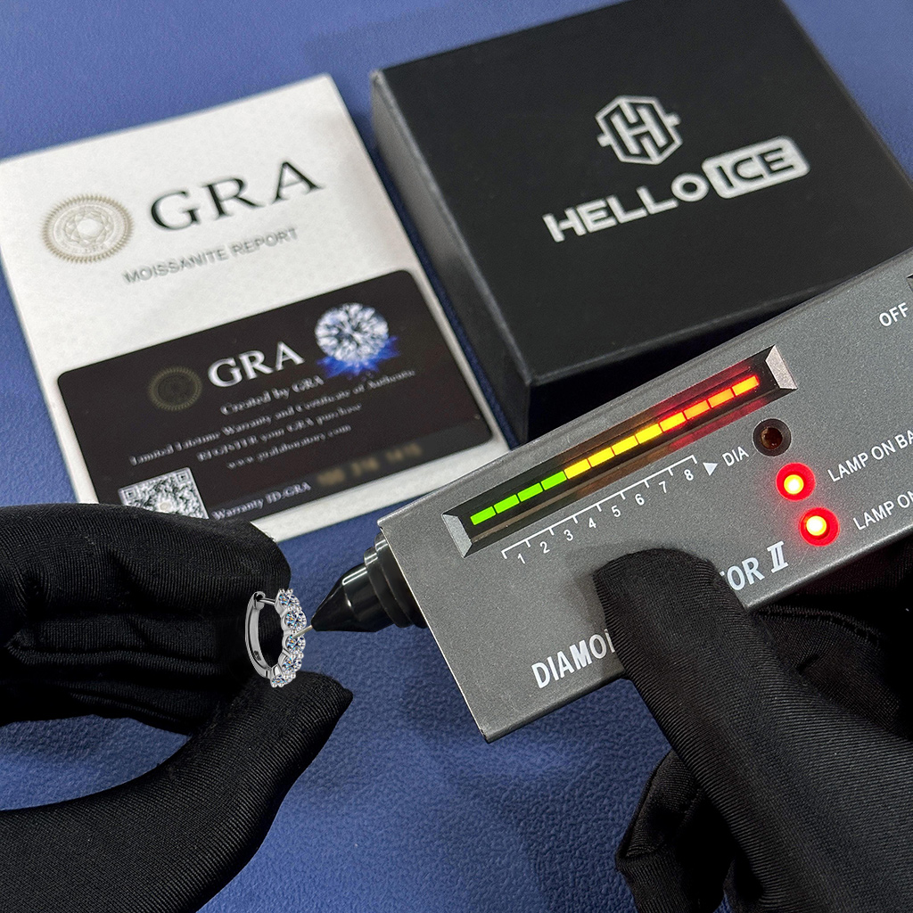 18mm Round Cut VVS Moissanite S925 Silver Hoop Earrings