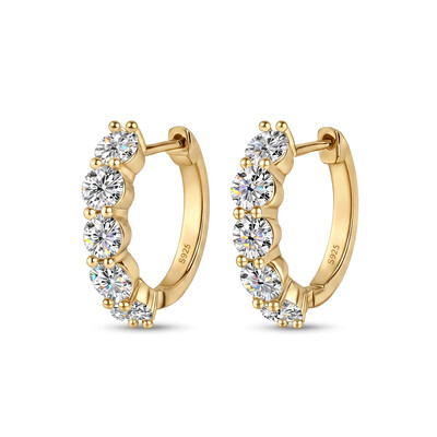 18mm Round Cut VVS Moissanite S925 Silver Hoop Earrings