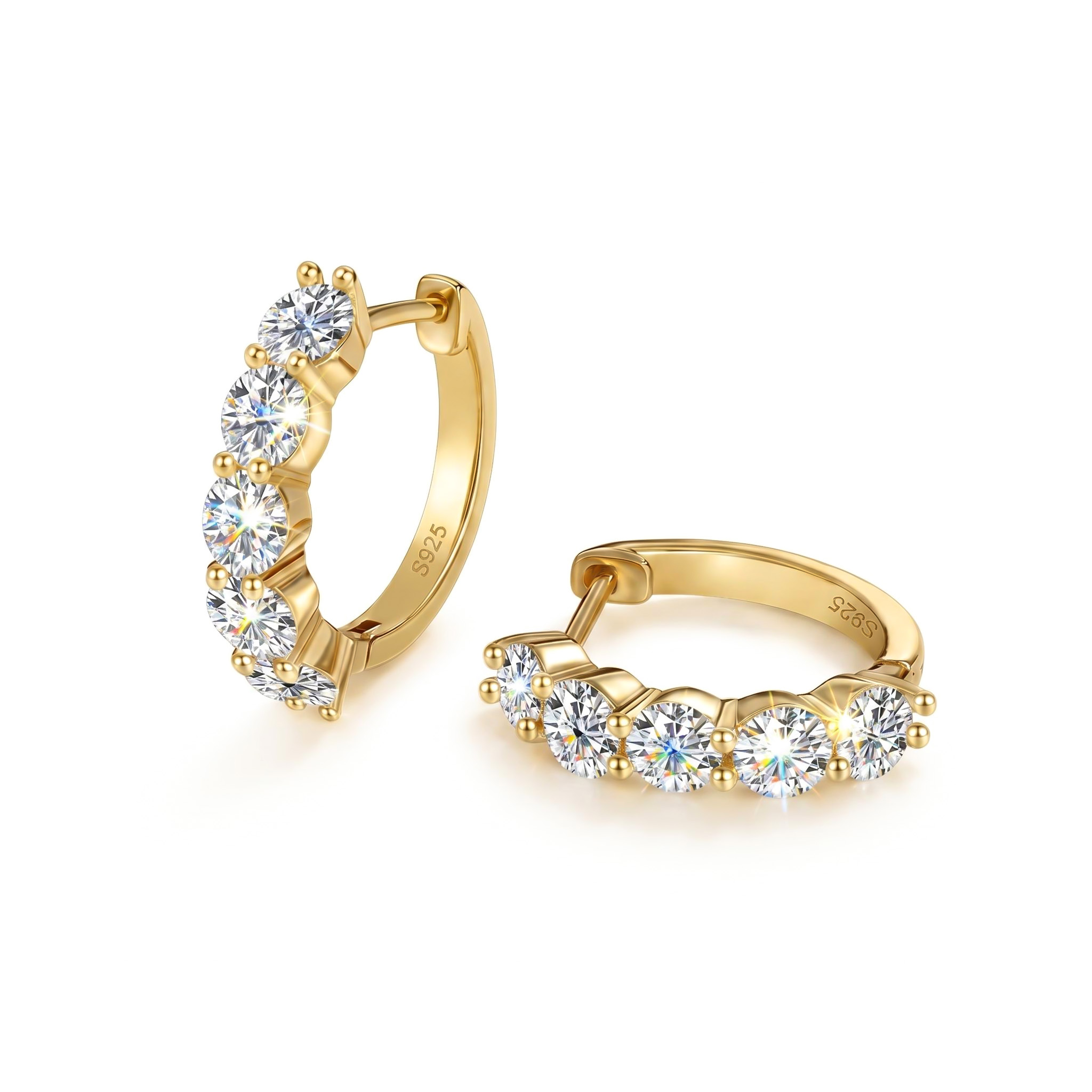 18mm Round Cut VVS Moissanite S925 Silver Hoop Earrings