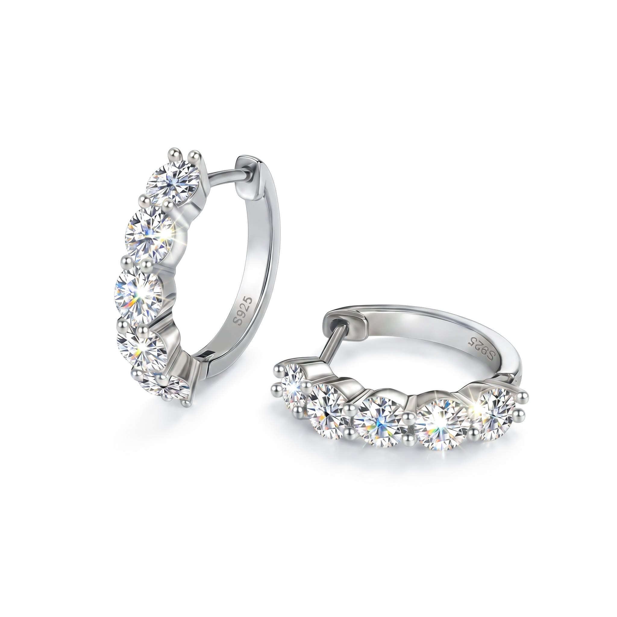18mm Round Cut VVS Moissanite S925 Silver Hoop Earrings