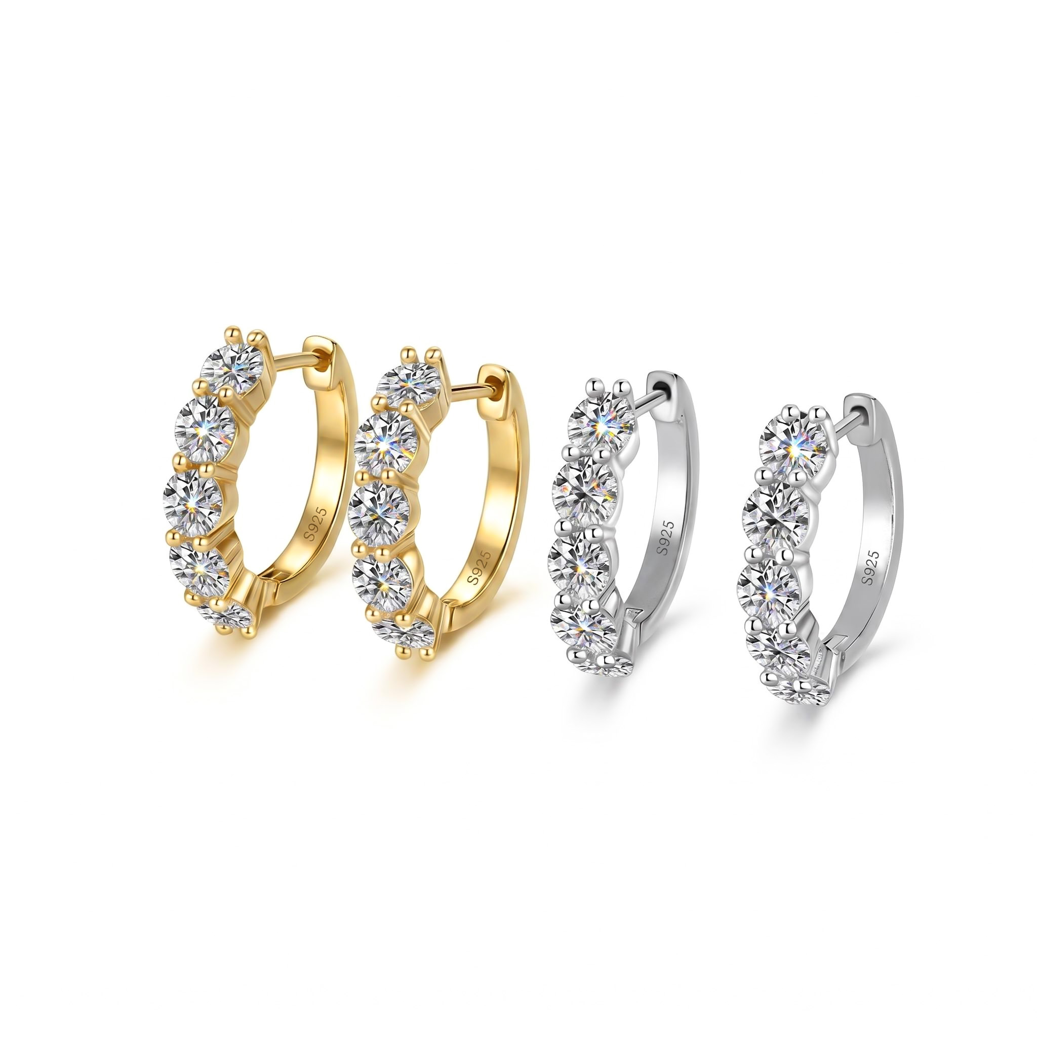 18mm Round Cut VVS Moissanite S925 Silver Hoop Earrings